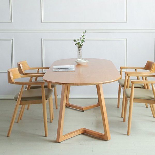 Contemporary Style Dining Table Solid Wood Oval Dinette Table for Home Kitchen