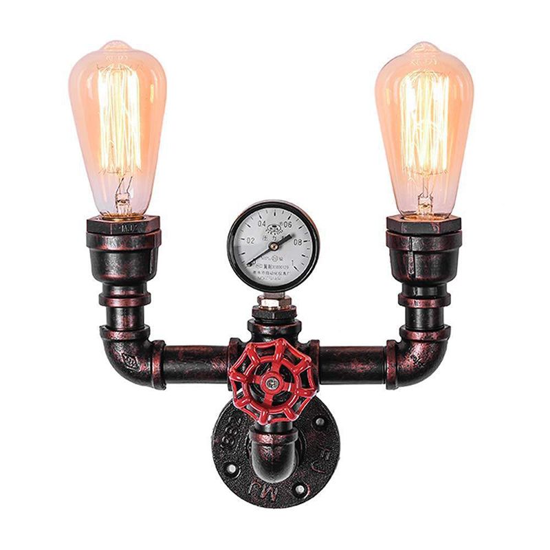 Rust Industrial Metal Wall Sconce Pipe Shape Wall Light for Living Room