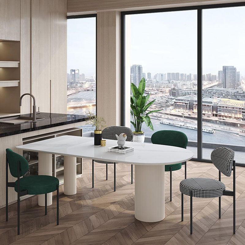 Wood Tripod Dining Table Modern White Stone Center Top Dining Site Table