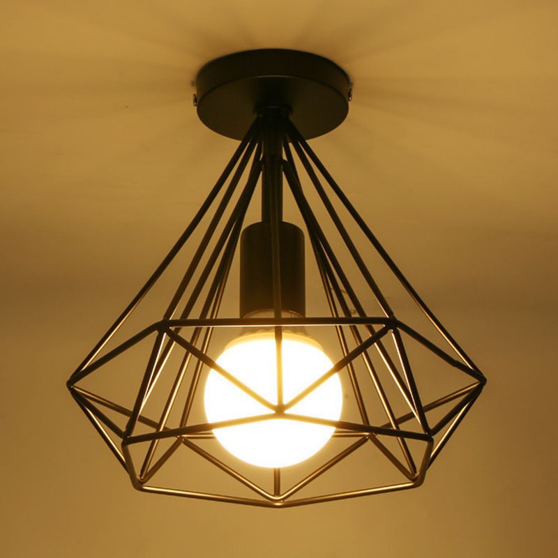 Industrial Style Geometry Shape Ceiling Light Metal 1 Light Ceiling Light for Restaurant