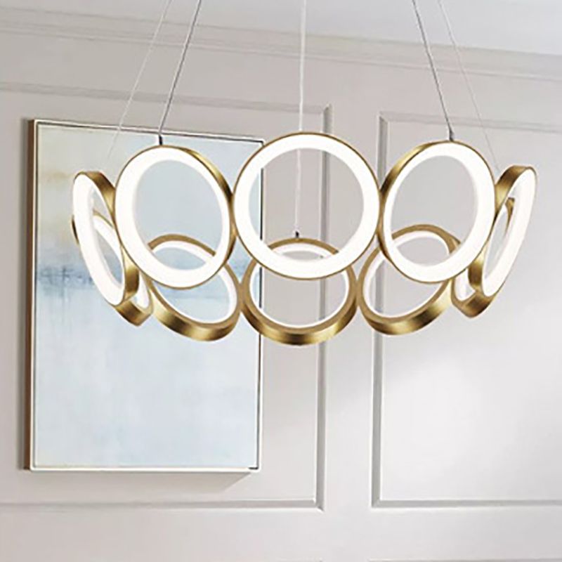 Circles Chandelier Lighting Fixture Modern LED Stainless Steel Hanging Chandelier Lamp