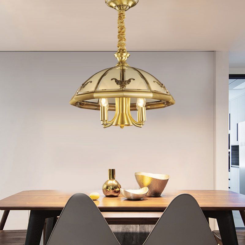 5 lampadine il lampadario in vetro sabbiato di vetro coloniale cupola da letto a sospensione Aione a sospensione