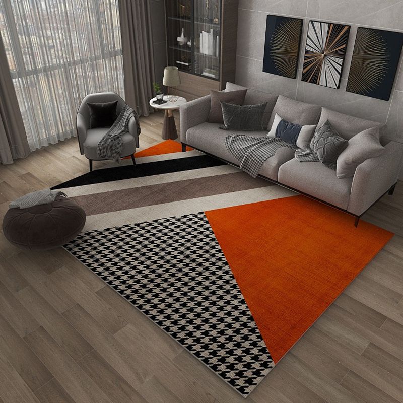 Gorgeous Polyster Indoor Rug Houndstooth Pattern Carpet Non-Slip Area Rug for Living Room