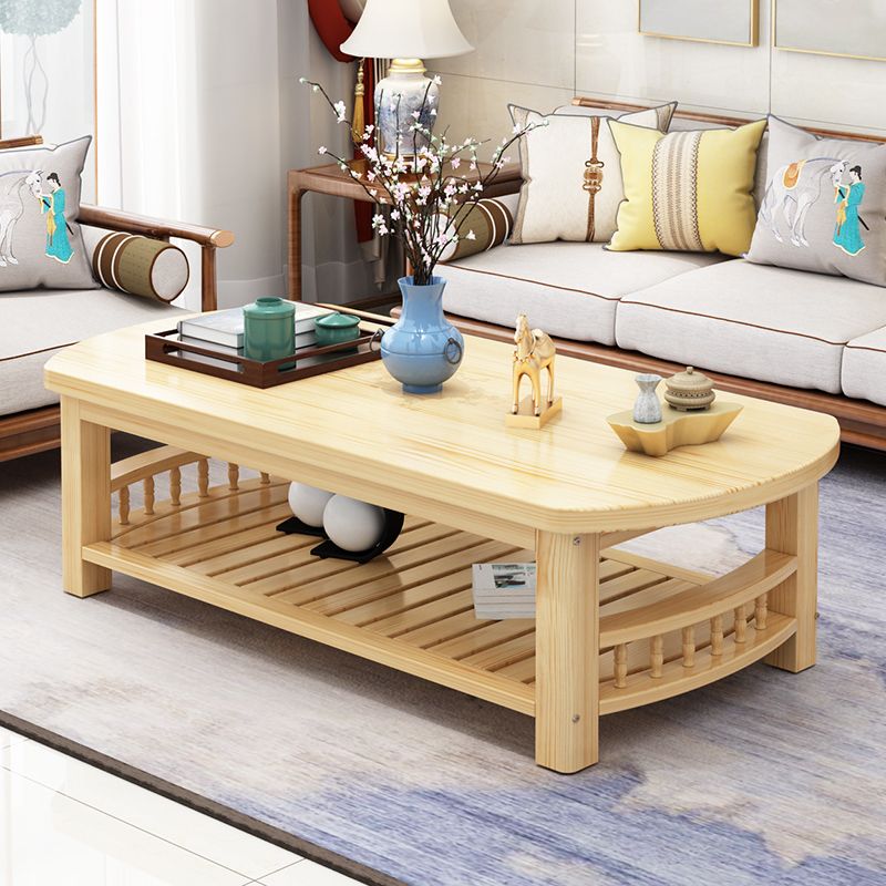 Contemporary Coffee Table Storage Solid Wood Coffee Cocktail Table