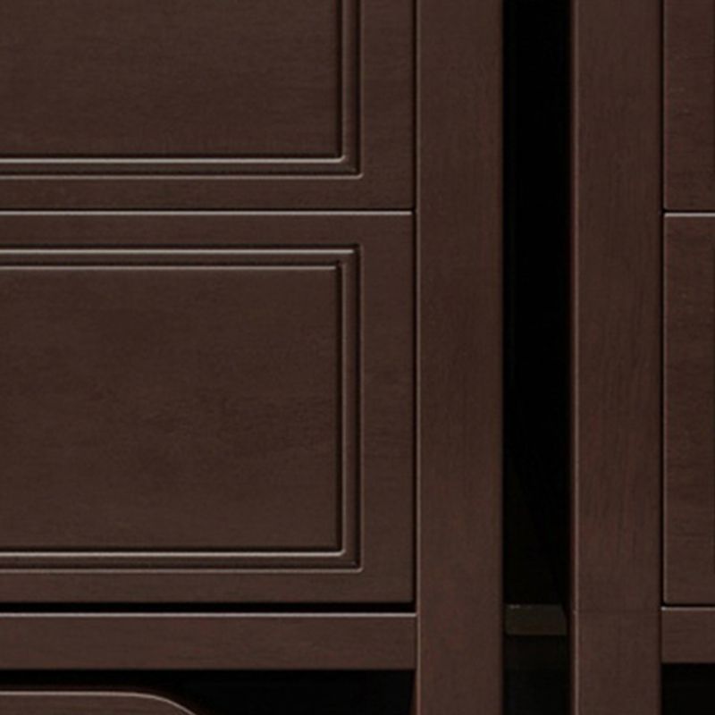 Glam Wooden Storage Chest Vertical Chest in Brown with Drawers