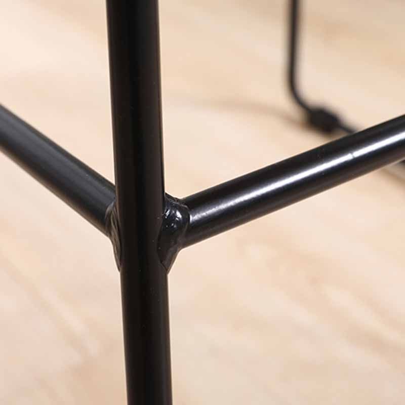 Scandinavian Leather Counter Stools Black Metal Low Back Bar Stools with Footrest