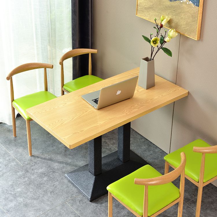 Industrial Wooden Table for Restaurant Dining Table with Pedestal Base in Black