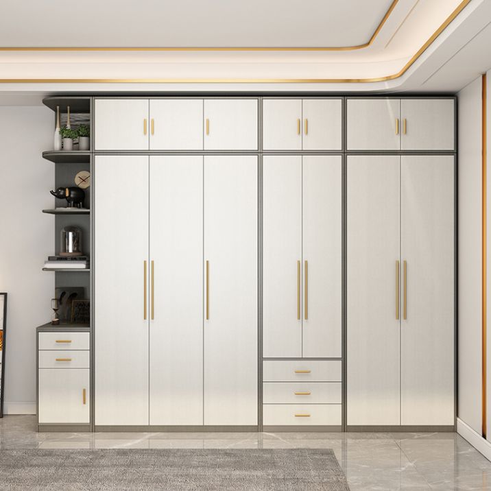 Contemporary Storage Cabinet Hinged Wardrobe Cabinet with Self Close Drawers