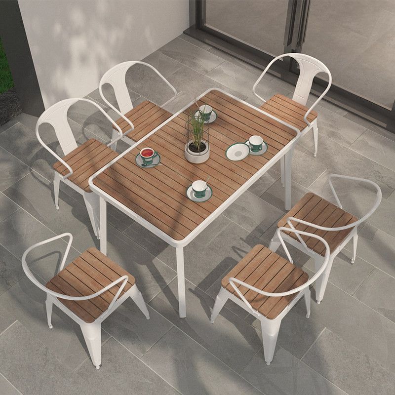 Mesa de comedor de madera maciza industrial Mesa de cocina en la naturaleza con metal 4 patas