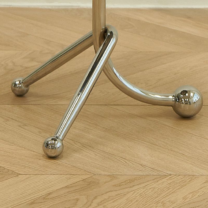 Pedestal Silver Base End Table with Round Top Sofa Side Accent Table