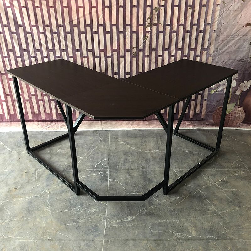 Industrial L-Shape Office Desk Solid Wood Writing Desk for Home