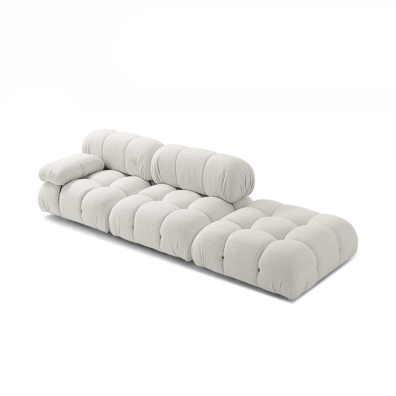 Contemporary Biscuit Back Sofa 26.38"High Velvet Couch for Living Room,White