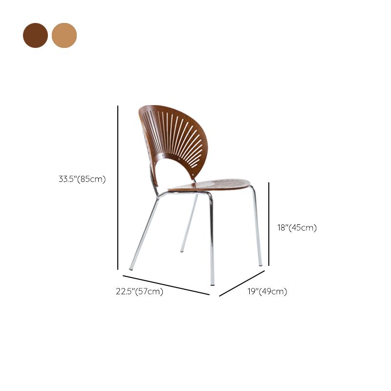Modern Style Dining Chair Wooden Open Back Side Chair for Dining Room
