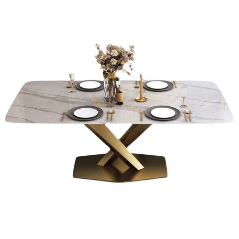 Stone Top Dining Table Traditional Luxury Dining Table with Pedestal Base