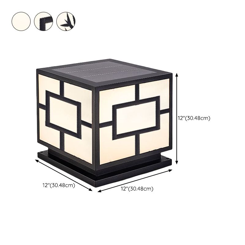 Contemporary LED Pillar Light Simple Black Solar Lighting Fixture for Garden