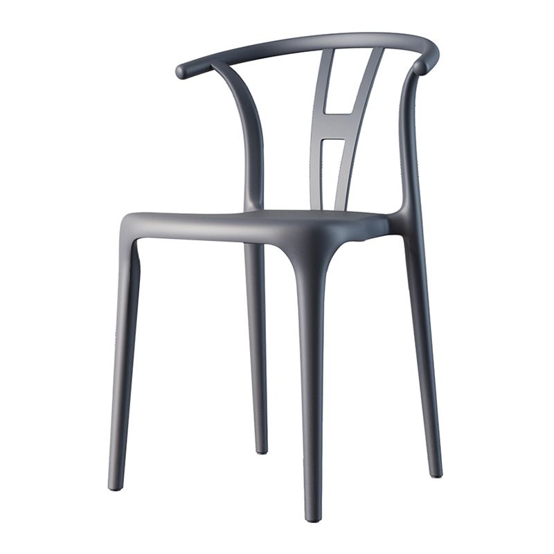Scandinavian Plastic Dining Room Chair Slat Back Stacking Side Chair