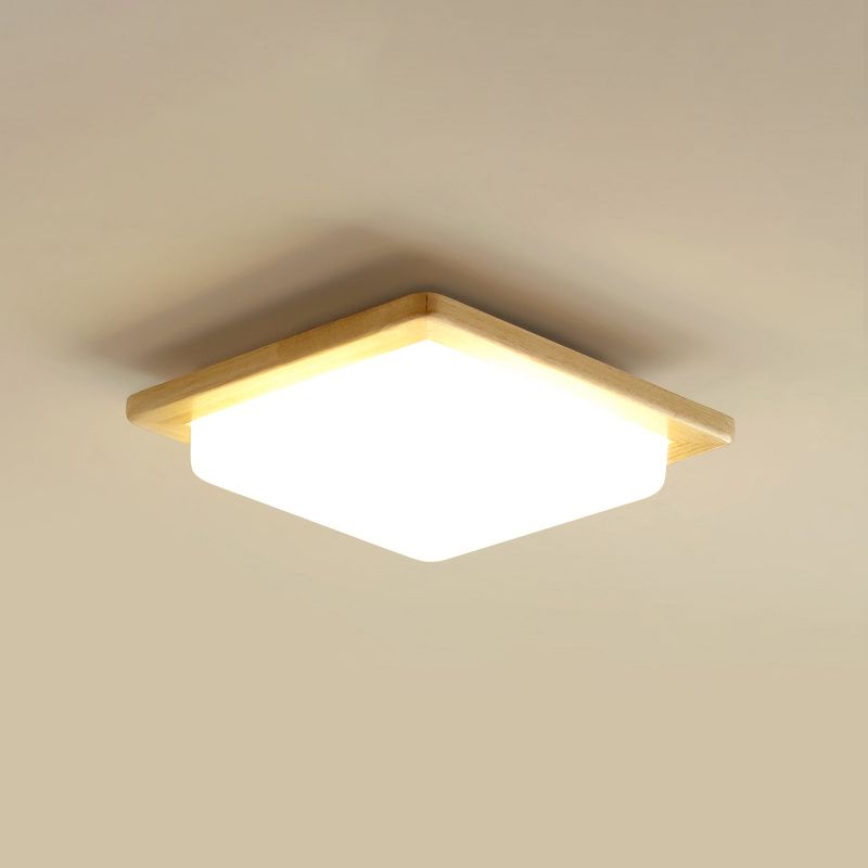 Square Shape Glass Flush Light Modern Style 1 Light Flush Mount Fixture in Brown
