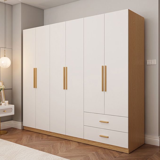 Contemporary Style Wardrobe Wooden Bedroom Closet with Hinged Door