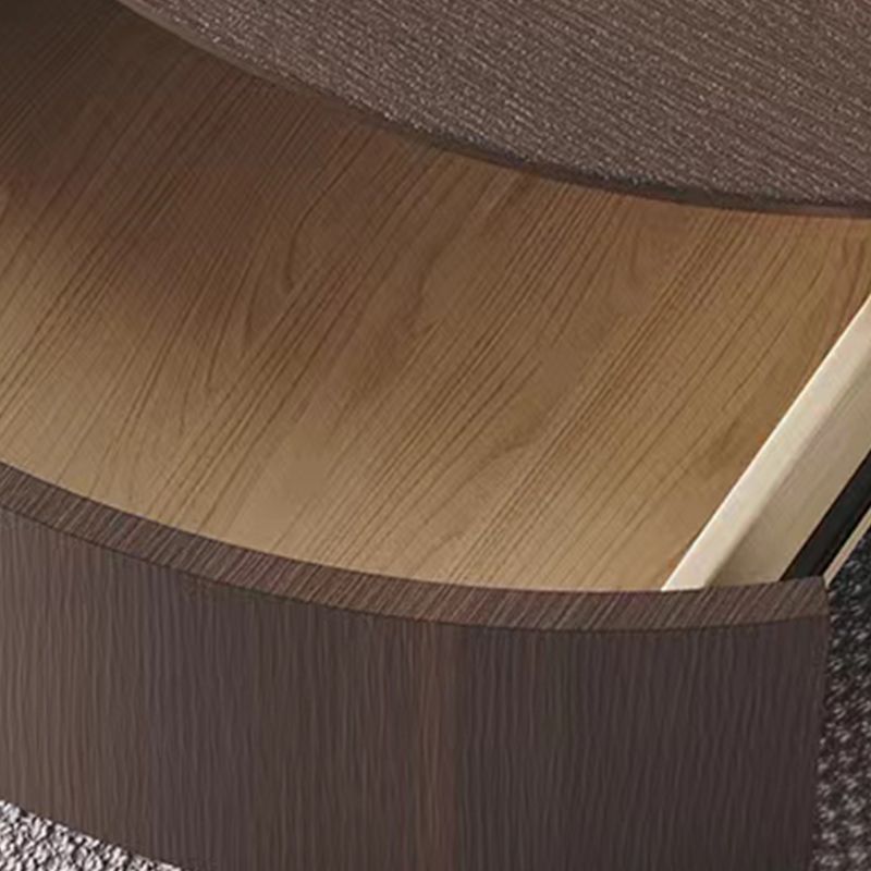 11"H Contemporary Coffee Table Round Coffee Cocktail Table with Drawer