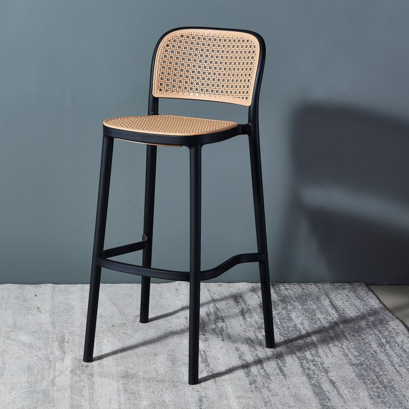 Nordic Style Bar-stool Square Counter Bar Stool with Plastic Legs for Kitchen
