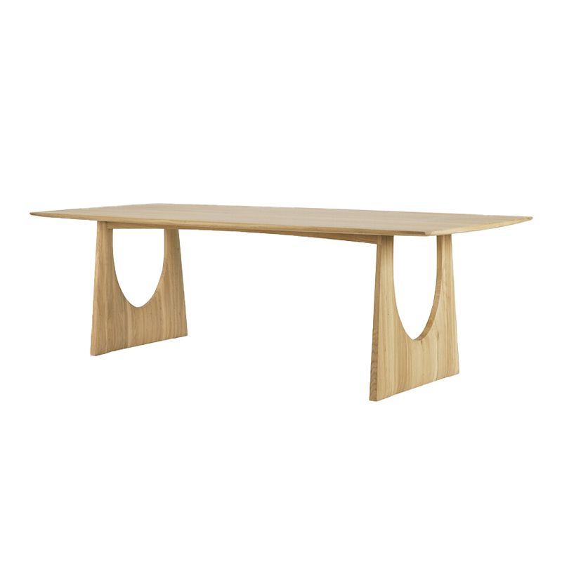 Rectangle Double Pedestal Modern Dining Table Solid Wood Fixed Table