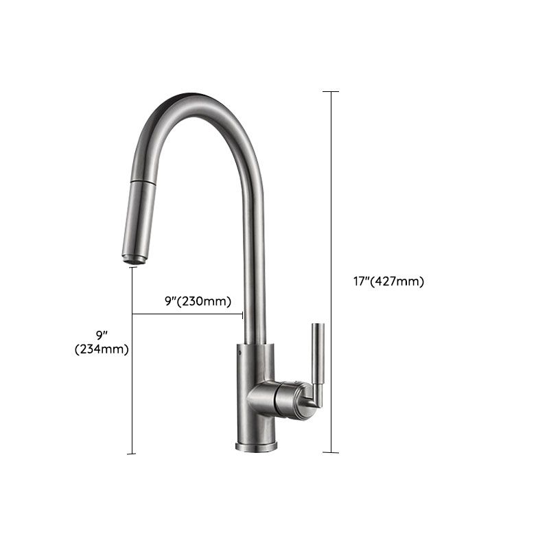 Modern Style Bar Faucet Copper Lever Handle Pull Down Gooseneck Bar Faucet