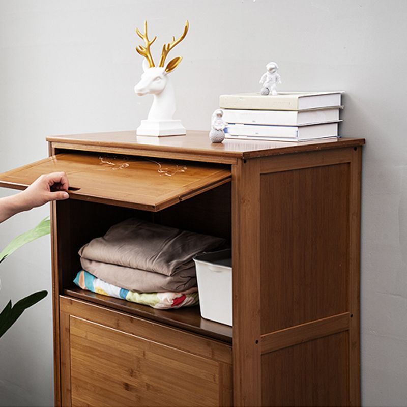 Mid Century Modern  Rectangle Cabinet Brown Accent Cabinet with Doors in Solid Wood