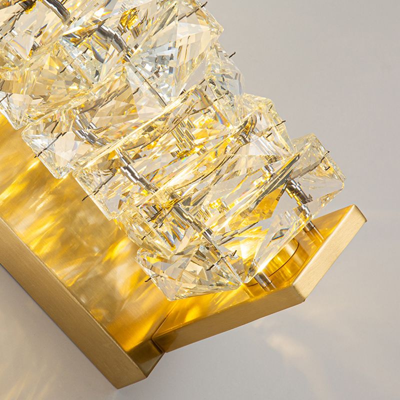 1-Light Geometric Sconce Light Fixture Modern Crystal Wall Light