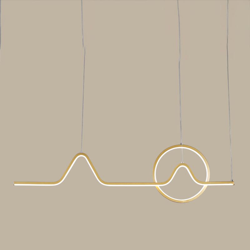 Éclairage d'île en métal moderne en forme d'île de forme linéaire