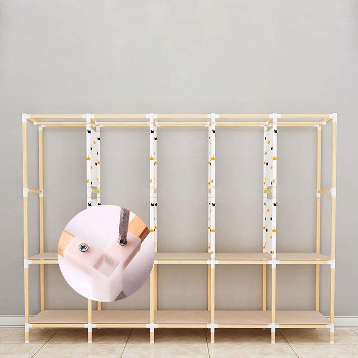 Modern Style Wardrobe Solid Wood 1-Door Wardrobe Closet for Bedroom