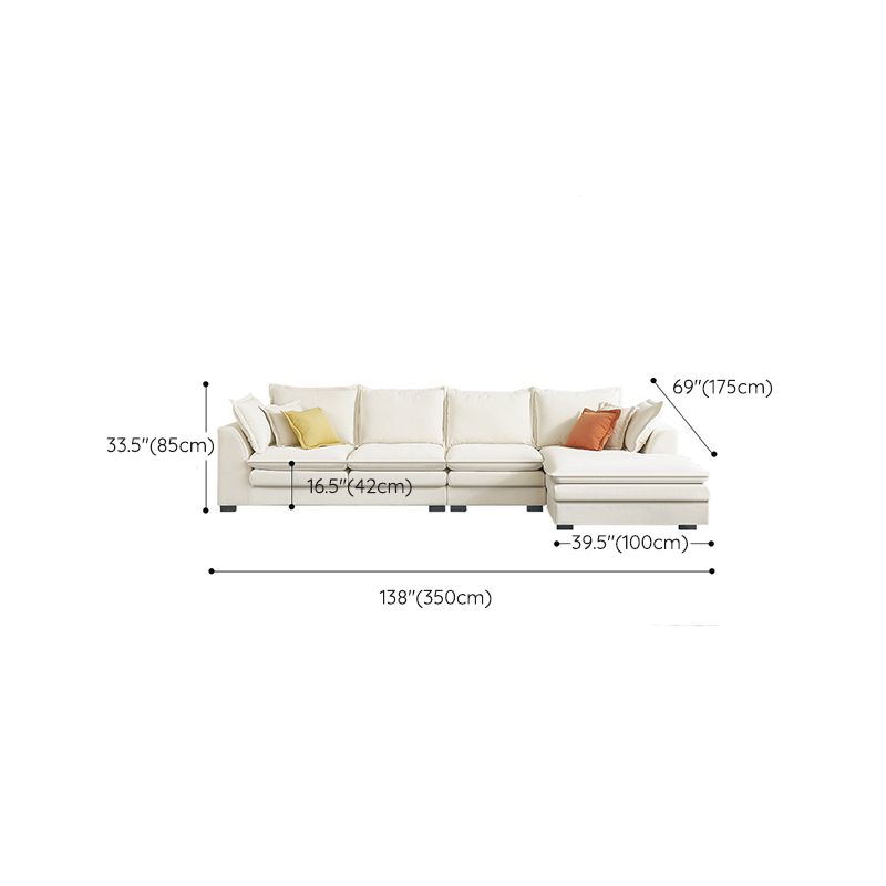 Contemporary Velet Sofa with Pillow Back and Square Arm  in Wood