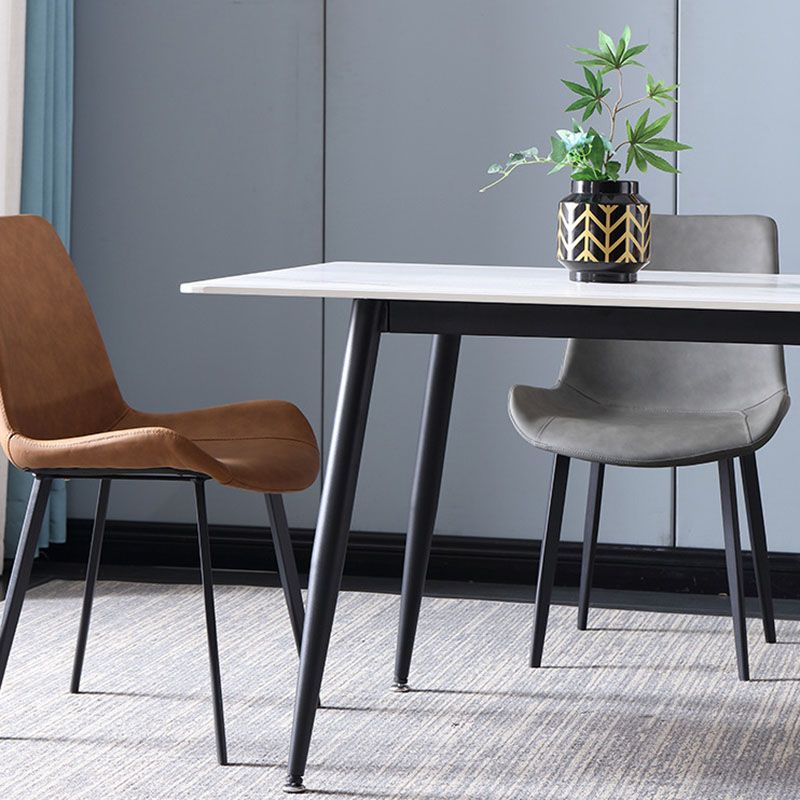 Black Metal Frame Industrial Rectangle Dining Table Sintered Stone Table for Home