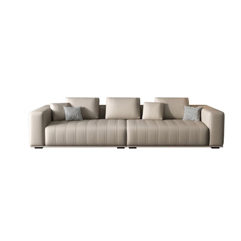 Cream Faux Leather Square Arm Sofa/Sectionals with water proof for Living Room