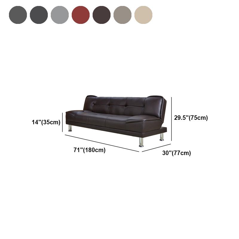 Contemporary Convertible Armless Cotton Blend and Faux Leather Sofa Bed