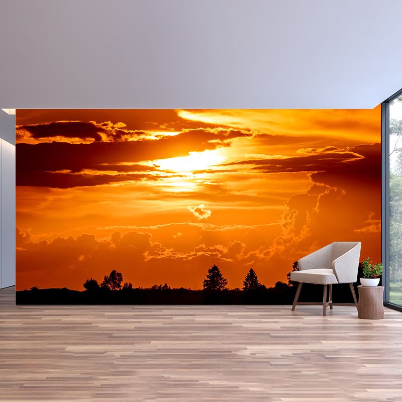 Horizontal Photography Sky Mural Soft Color Stain Resistant Wall Art for Home