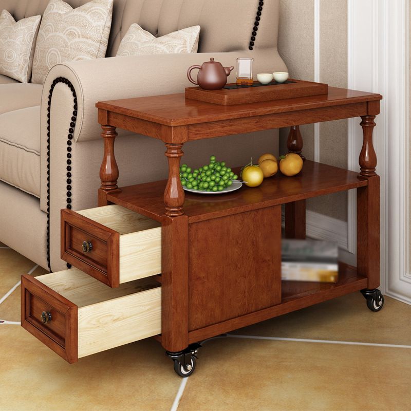 Traditional Rectangular End Table Removable Side Table with Drawer and Shelf