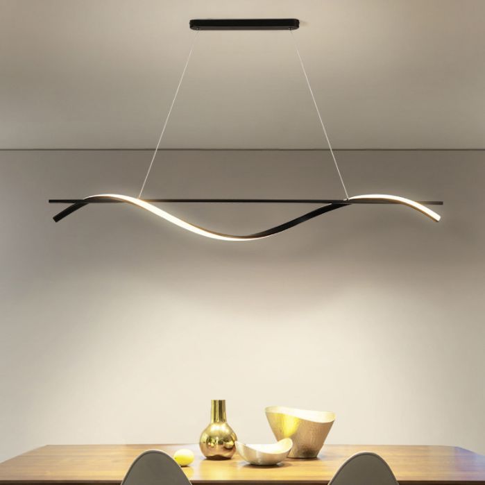 Lacquered Iron LED Island Light in Modern Concise Style Acrylic Linear Pendant Light for Dining Room