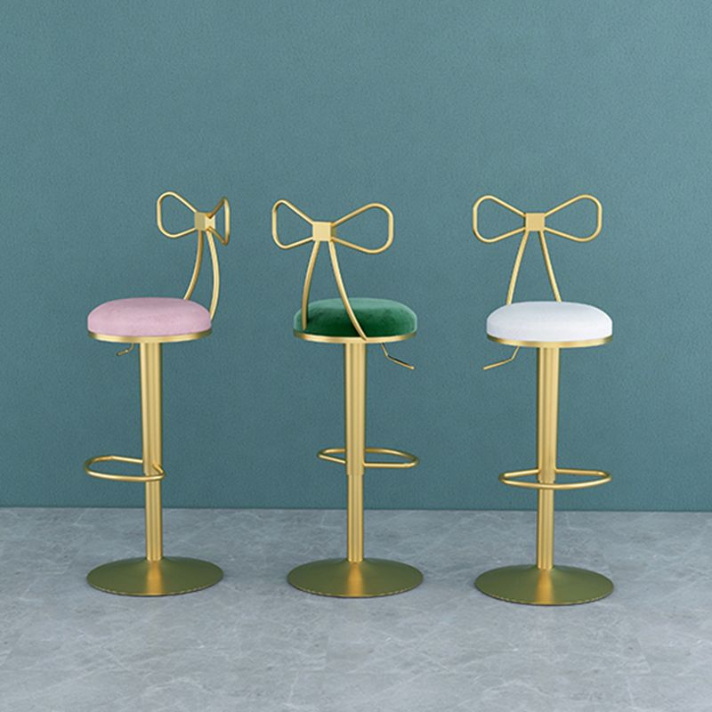 Glam Liftable Backrest Counter Stool Iron Household Bar Stool with Cushion