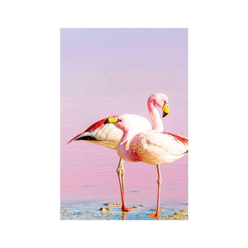 Tropix Animal Flamingos Canvas Art Pink-Blue Textured Wall Decor for Sitting Room