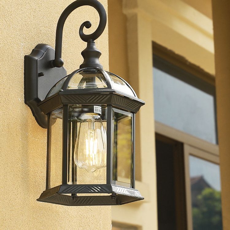 1-Light Rectangular Wall Sconce Modern Simple Style Glass Wall Lighting in Black