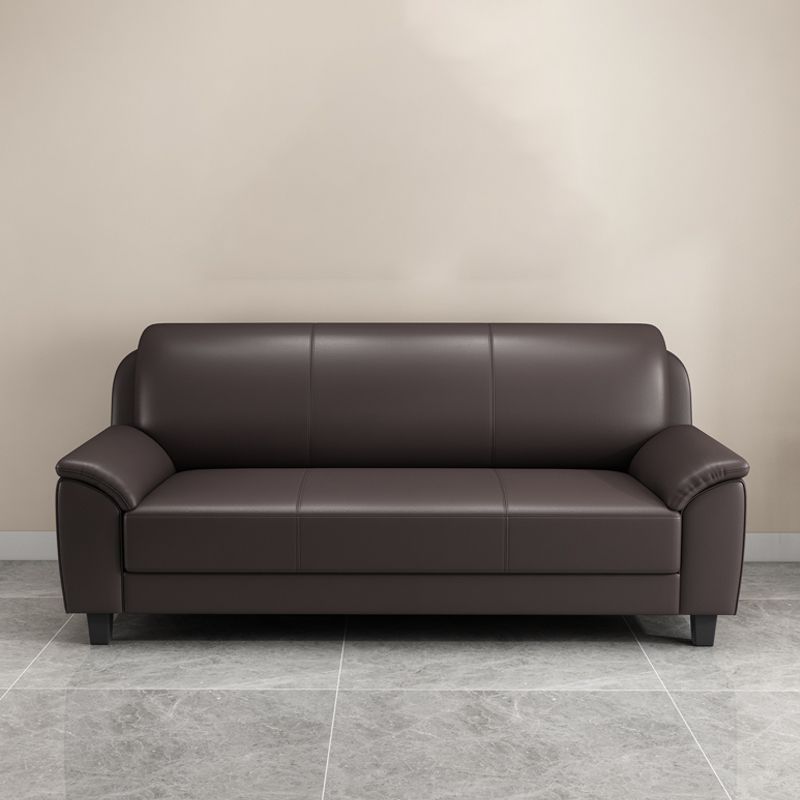 Contemporary Faux Leather Sofa Wood Frame Pillow Top Arm Sofa