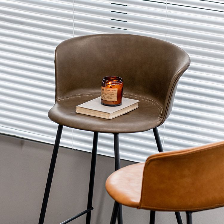 Indoor Leather Bar & Counter Stool Industrial Footrest Low Back Bucket Counter Chair