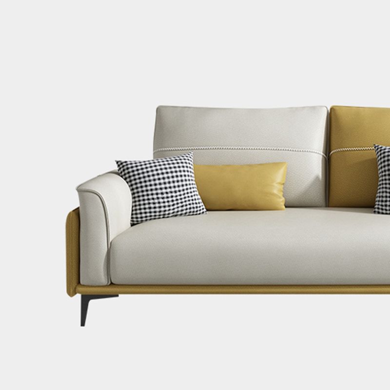 Stain Resistant Slipcovered Faux Leather Flared Arm White Seating