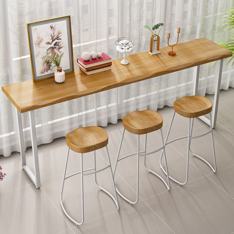 Pine Wood Bar Dining Table Modern Bar Table with Sled Base for Dining Room