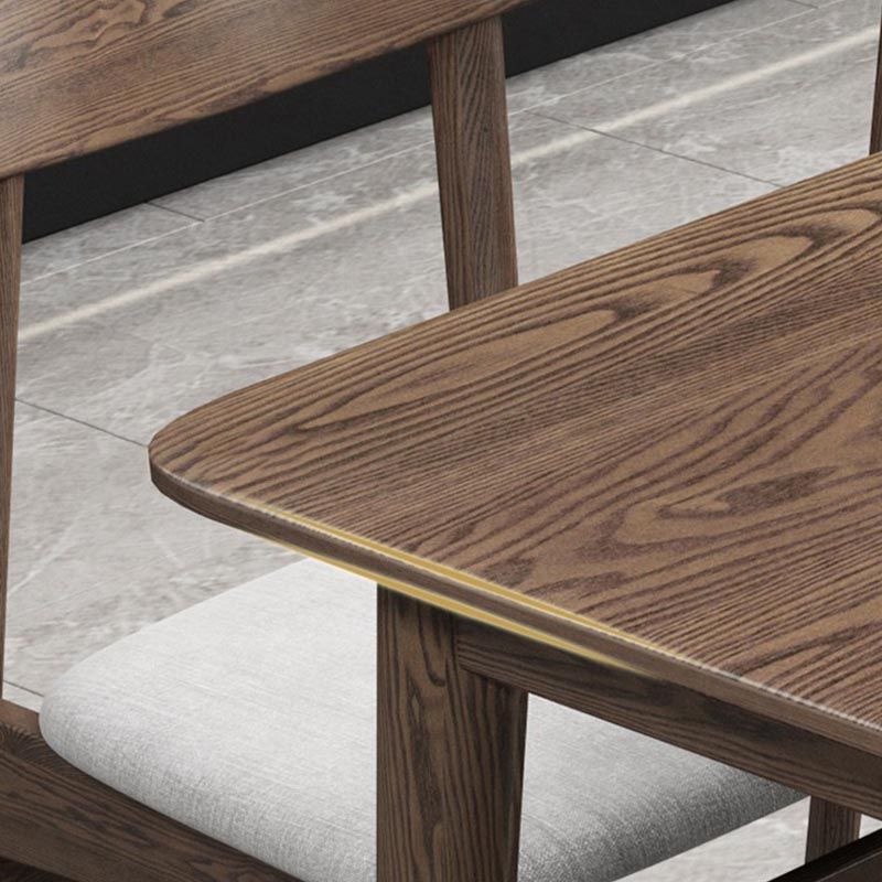 Rectangular Solid Wood Dining Table Modern Natural-brown Furniture with 4 Legs for Home
