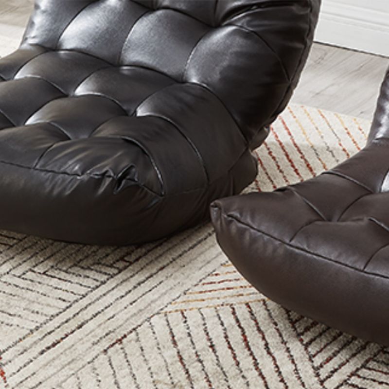 Scandinavian Style Single Sofa Chair PU Leather Fixed Backed Armless Chair