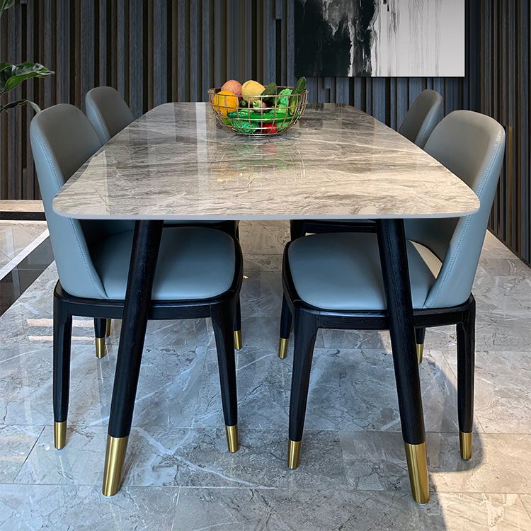 Modern Style Gray Dining Table Sintered Stone Rectangle Table for Home
