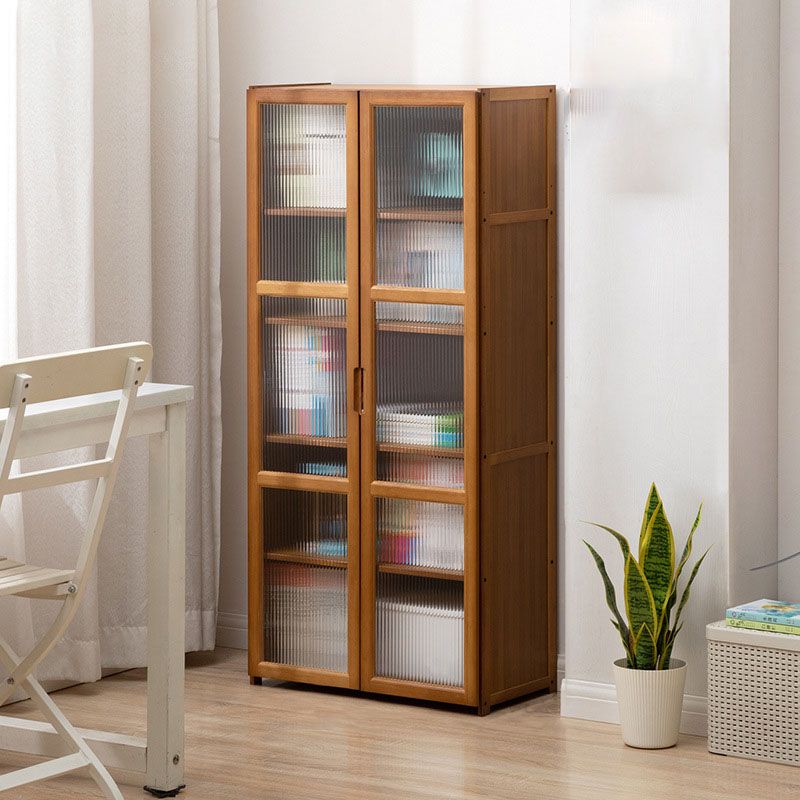 Contemporary Closed Back Bamboo Bookshelf Acrylic Bookcase with Cabinets