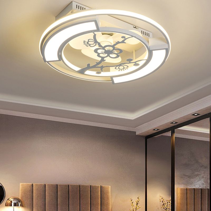 Metal Geometric Fan Light Nordic White LED Flush Mount Light for Bedroom