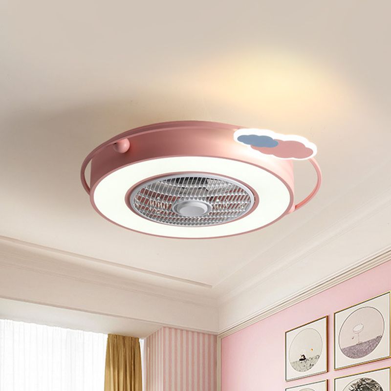 Fan Blue/Pink LED Afferty Acrilico SEMILE SEMI SEMI SEMI SEMI SEMI FLUSHETTO CON ORNAZIONE DI CUORE/CLOUP TOUND/AMORE, larghezza 23,5 "